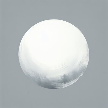 A single white round circle  with a smooth shell sits alone on a grey background