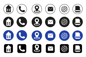 Set of Social media logo with contact icons. Contact us icon set. Contact and Communication Icons.