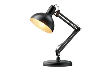 Modern black desk lamp with adjustable arm on a white background