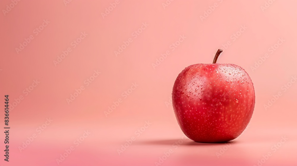 Wall mural red apple on a solid background in soft peach.