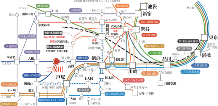 路線図　横浜市　白地図　乗車時間　フリー記入