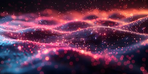 Obraz premium Surreal Dystopian Tech Performance Metrics with Dynamic Neon-Infused Glitch Visuals