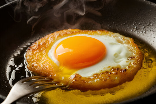 fried egg in a frying pan