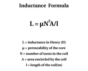 Inductance Formula on the white background. Education. Science. School. Formula. Vector illustration.