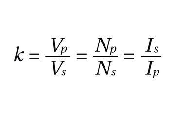 Transformer Formula on the white background. Education. Science. School. Formula. Vector illustration.