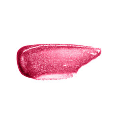 Fototapeta premium Pink glitter lipstick on white