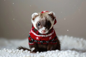 christmas toy dog on snow