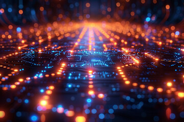 Obraz premium Digital background for tech, AI, neural networks, data, audio, graphics