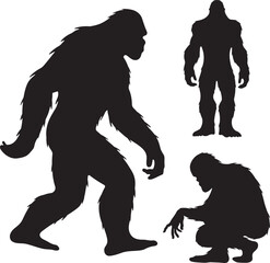 Bigfoot silhouette, Sasquatch silhouette Vector illustration