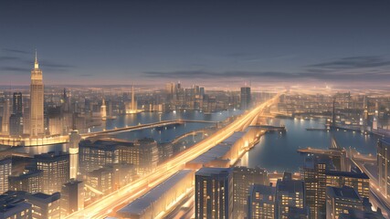 Fototapeta premium 夜の都市景_17 (night city landscape_17)