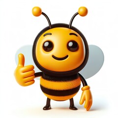Fototapeta premium a 3D bumblebee emoji thumbs up on a white background