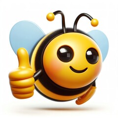 Fototapeta premium a 3D bumblebee emoji thumbs up on a white background
