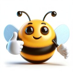 Obraz premium a 3D bumblebee emoji thumbs up on a white background