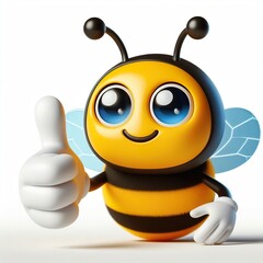 Fototapeta premium a 3D bumblebee emoji thumbs up on a white background