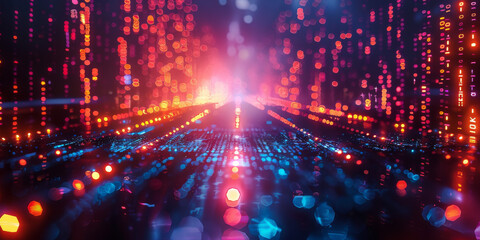 Obraz premium Digital background for tech, AI, neural networks, data, audio, graphics