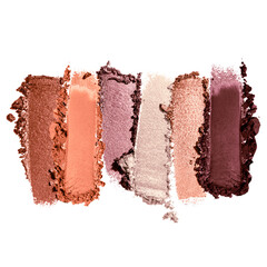 A swatch of eyeshadow colors. It shows five different shades in summer tone.