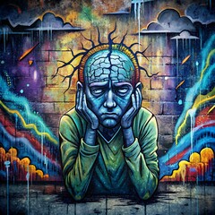 Obraz premium Street Reflections: Depression Awareness Graffiti