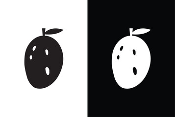 Mango line icon, fruit and tropical, vector graphics, a linear pattern. Mango icon White black background.