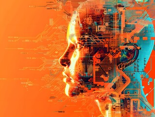 Obraz premium Illustration of Applying AI and ML algorithms to analyze data and optimize industrial processes, improve quality control, and enhance production efficiency. Ai Generate.