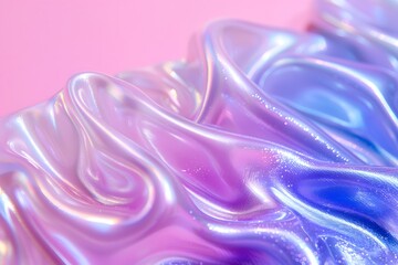 Obraz premium Iridescent Silk Fabric Waves on Pink Background