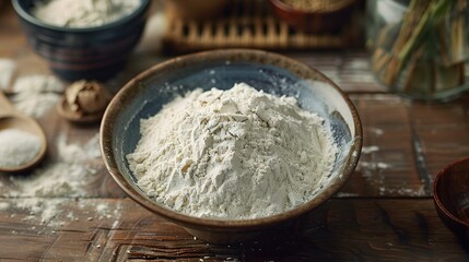 Fototapeta premium A bowl of buckwheat flour was on the table