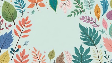 Fototapeta premium Leaf border, botanical frame, leaf illustration