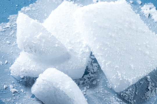 dry ice on blue background