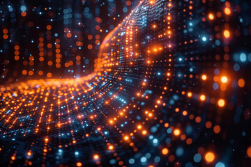 Obraz premium Digital background for tech, AI, neural networks, data, audio, graphics
