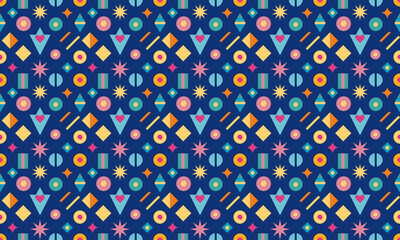 Eclectic Design Geometric Shapes Seamless Pattern for Wallpaper Background