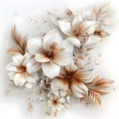 white flowers on a wooden background. Generative AI