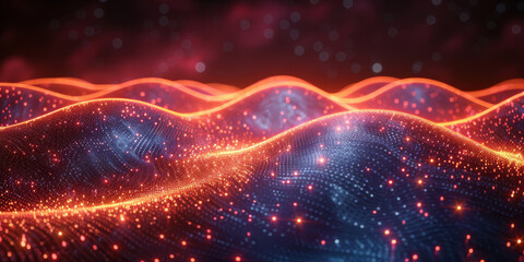 Obraz premium Digital background for tech, AI, neural networks, data, audio, graphics