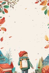 Fototapeta premium Kindergarten Children Memo Paper Template, Generative AI