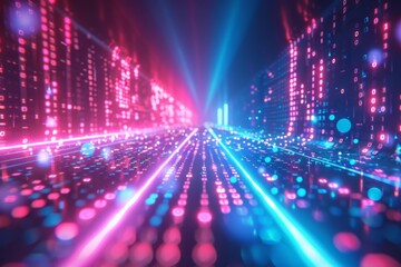 Obraz premium Digital Binary Technology Background created with Generative AI
