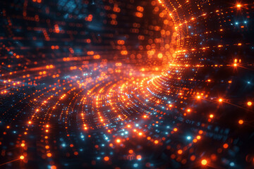 Digital background for tech, AI, neural networks, data, audio, graphics