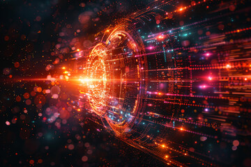 Obraz premium Digital background for tech, AI, neural networks, data, audio, graphics