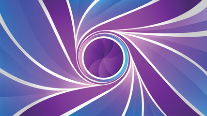 Graphic design art of abstract illusion of spiral with geometric shapes of blue and violet lines, Dynamic shapes composition, Modern Geometric Wallpaper. Futuristic Technology Design