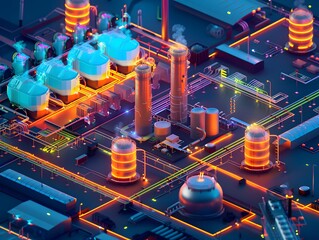 Illustration of Continuously monitoring operational data to detect anomalies, optimize performance, and ensure safety in industrial plants. Ai Generate.