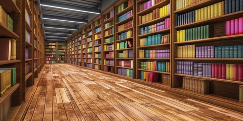 Obraz premium bookshelves filled with books in an empty library