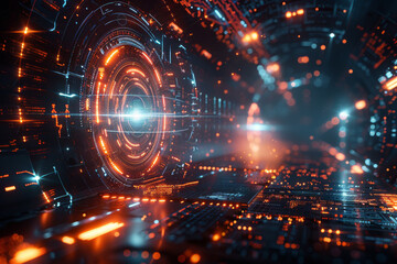 Obraz premium Digital background for tech, AI, neural networks, data, audio, graphics