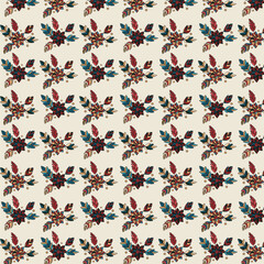 colourful floral seamless pattern with deep grey background for women cloths design and others textile industry. vector illustration.