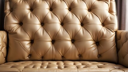 Texture: exquisite leather-upholstered pieces in the traditional rhombus design with buttons. sofa with a textured backdrop and calming golden tones.