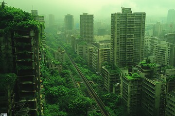Obraz premium Aerial view of a city street lined with trees and buildings