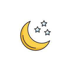 Moon With Stars  icon design with white background stock illustration