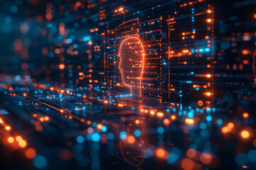 Obraz premium Digital background for tech, AI, neural networks, data, audio, graphics