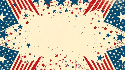 Obraz premium Template featuring an American flag bunting and space for a family gathering announcement.