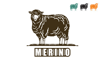 GREAT MERINO SHEEP LOGO, silhouette of best wool maker vector illustrations