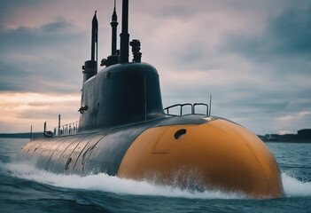 Fototapeta premium A submarine on the surface of the water