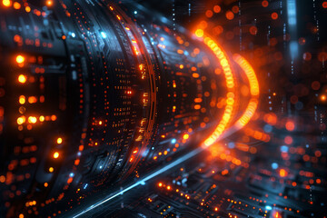 Digital background for tech, AI, neural networks, data, audio, graphics