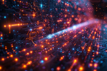 Fototapeta premium Digital background for tech, AI, neural networks, data, audio, graphics