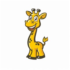 Obraz premium Cute cartoon giraffe with a big smile.